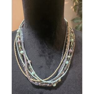 Women's Multi Layer Multicolor Beaded Necklace With Lobster Claw Clasp